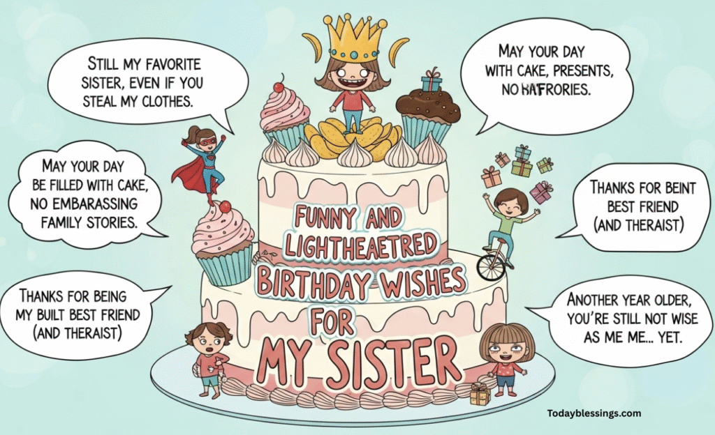 Funny and Lighthearted Birthday Wishes for My Sister