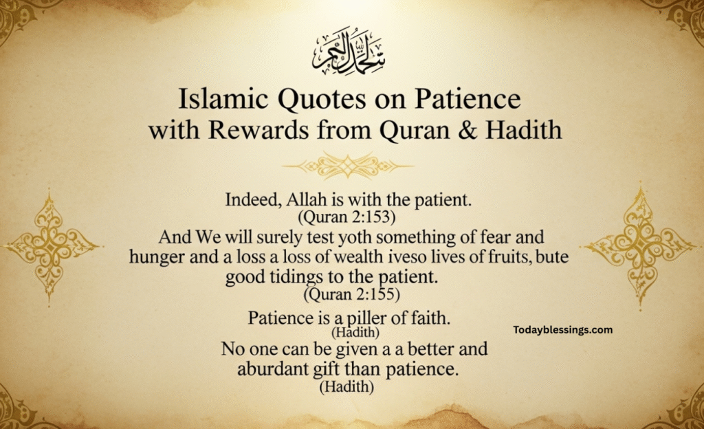Islamic Quotes on Patience with Rewards from Quran & Hadith
